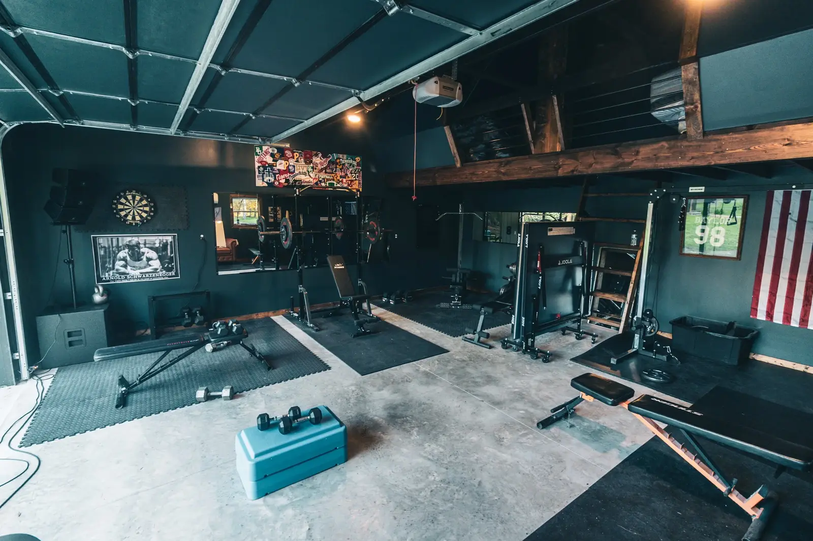 Fully equipped gym with weights and training equipment